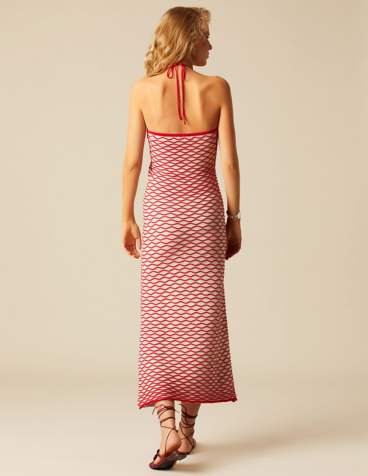 ROBE HALTER MAILLE BICOLORE