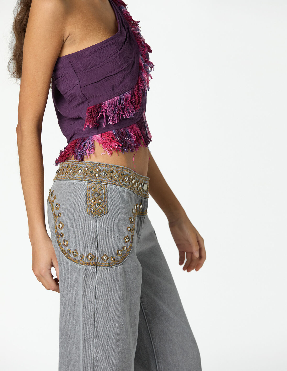 CAL&Ccedil;AS CINTADO BORDADO BLUE