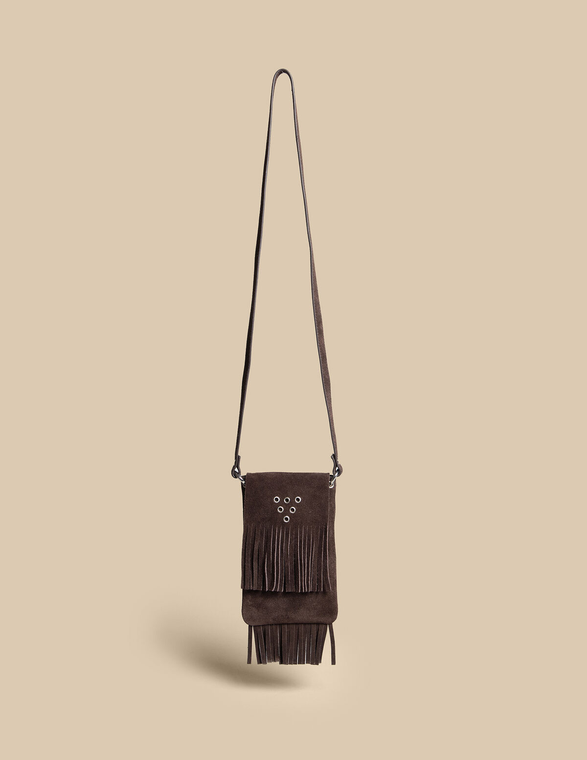 MAROON FRINGED SUEDE BAG