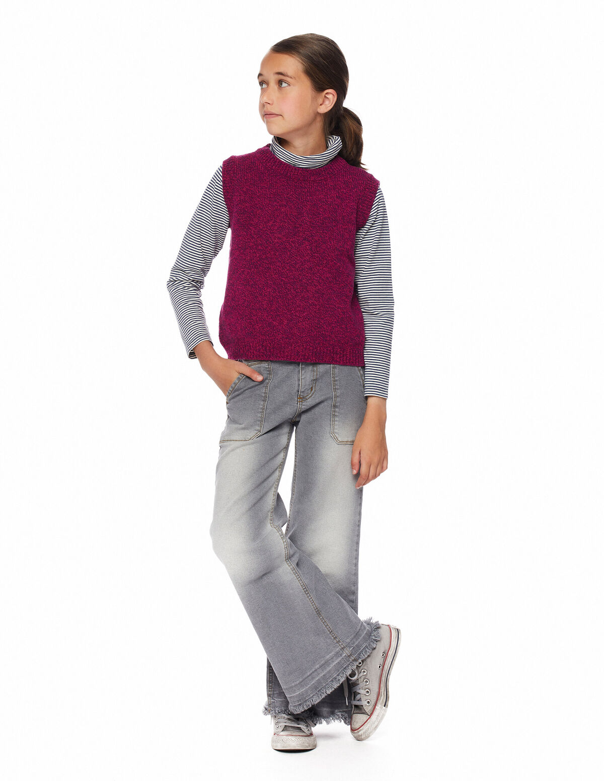 Pantalón wide leg bolsillos azul oscuro