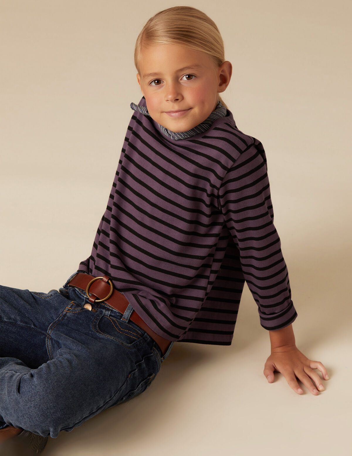 T-SHIRT GRANDE RAYURE BLEU