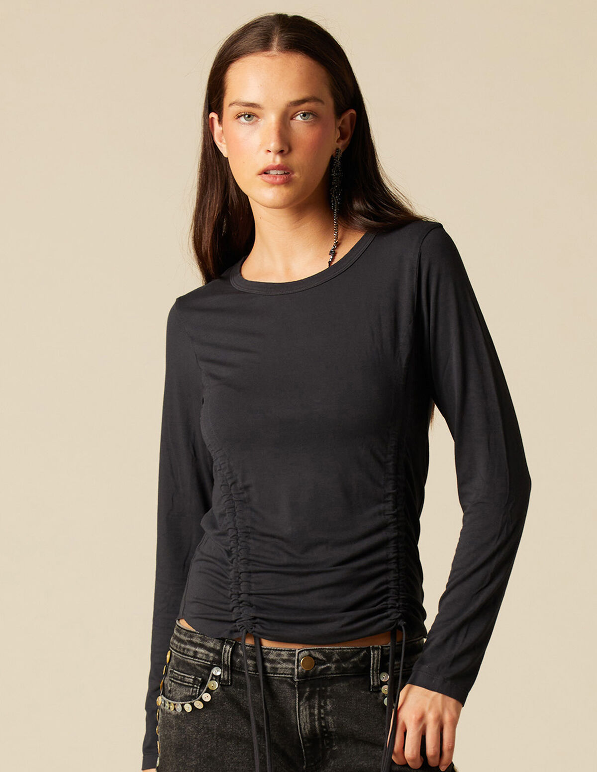 T-SHIRT FRONCÉ BRETELLE MOOR