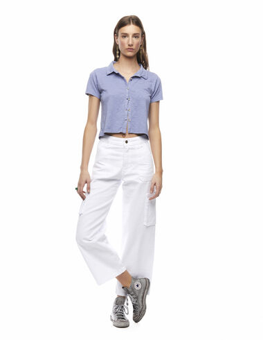 White cropped cargo trousers - Denim - Nícoli