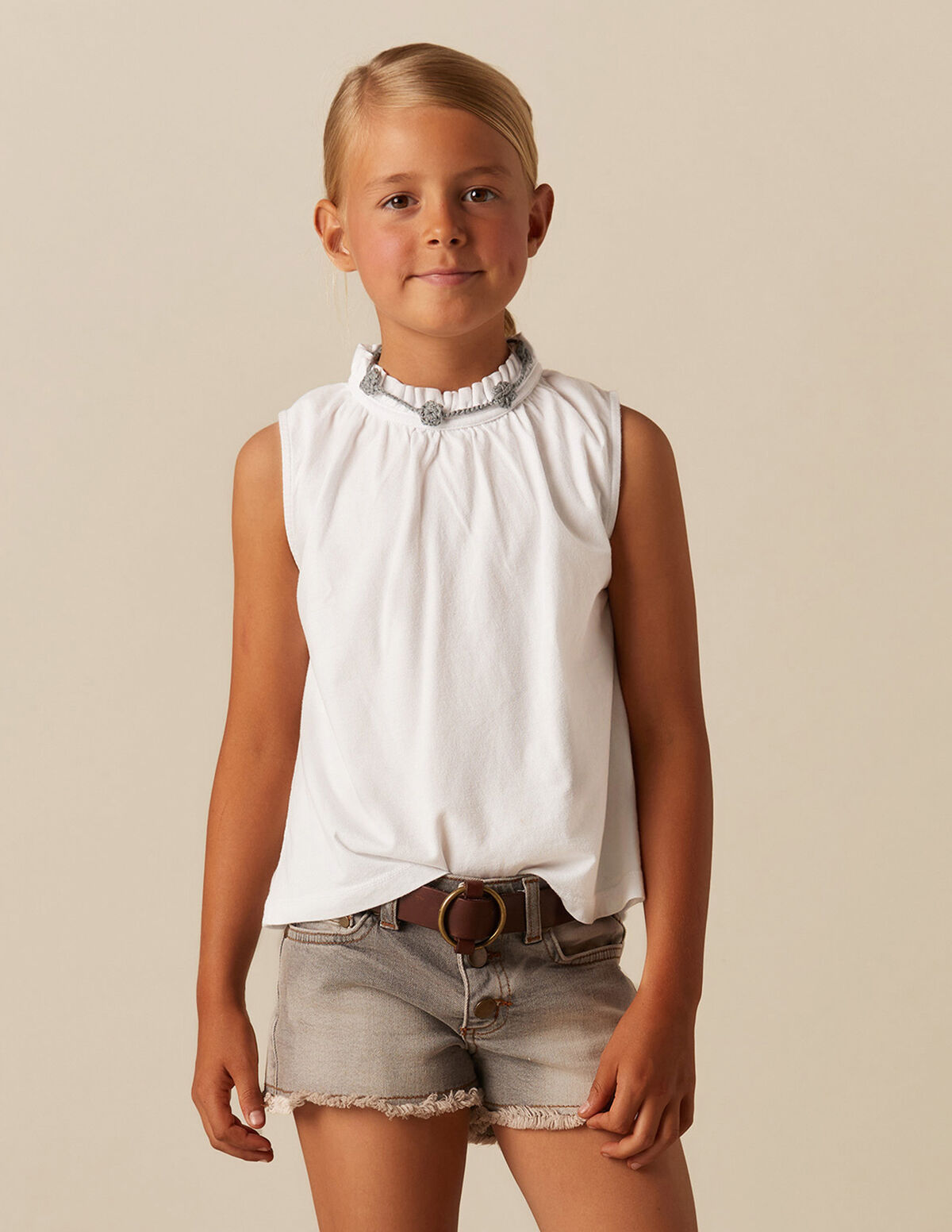T-SHIRT COL FRONCES BLANC