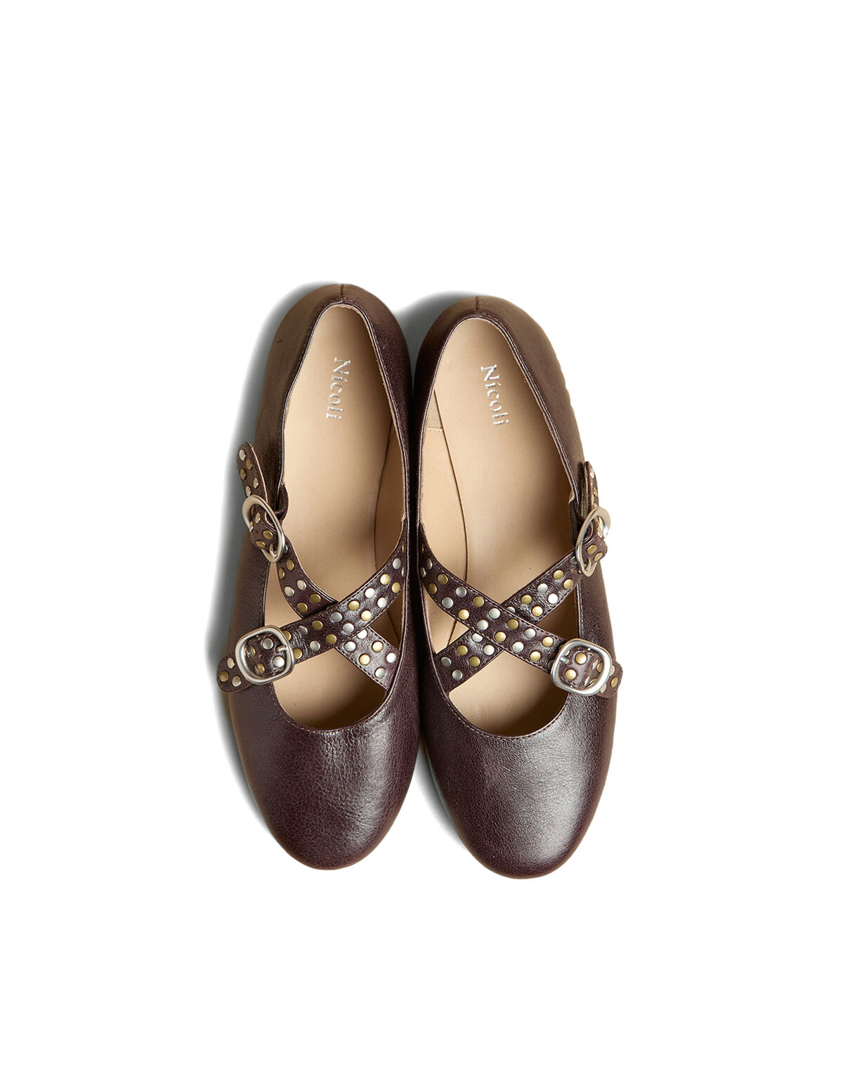 BROWN STUDDED BALLERINA