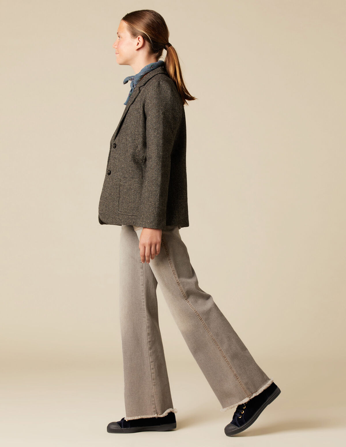 GREY HERRINGBONE BLAZER