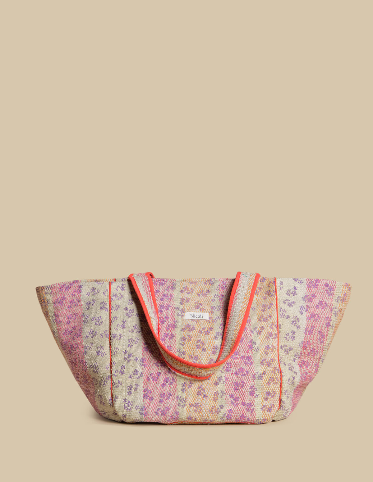 BOLSO RAFIA VERDE RAYAS