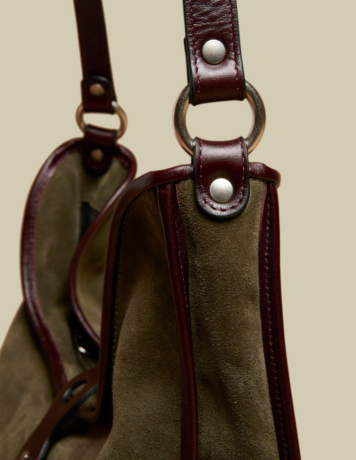 KHAKI SUEDE SHOPPING BAG