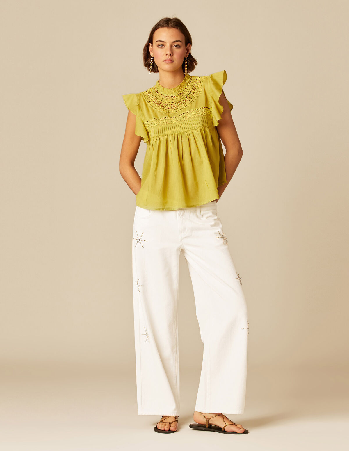 LIME LACE COLLAR SHIRT