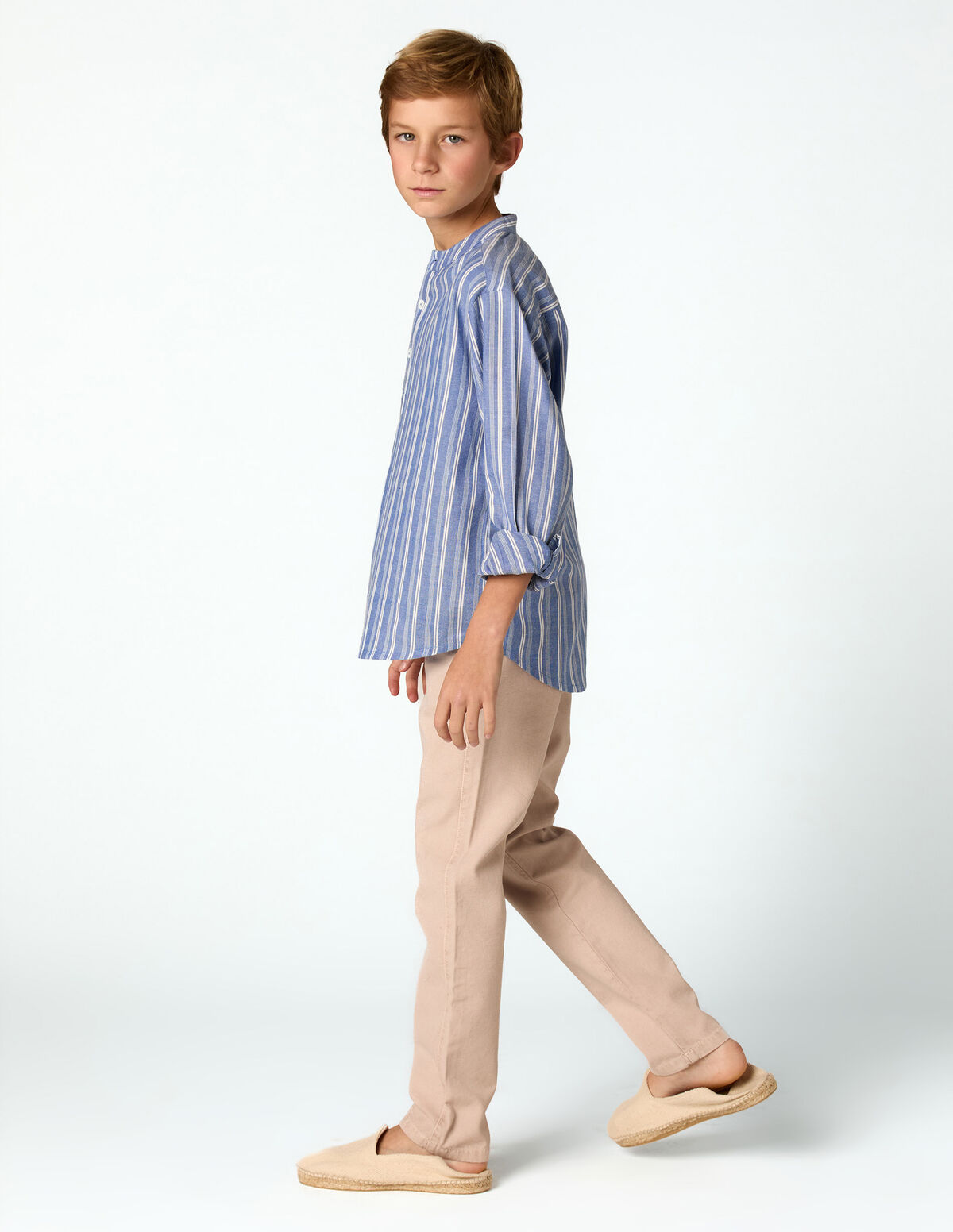 ECRU/BLUE STRIPED SHIRT