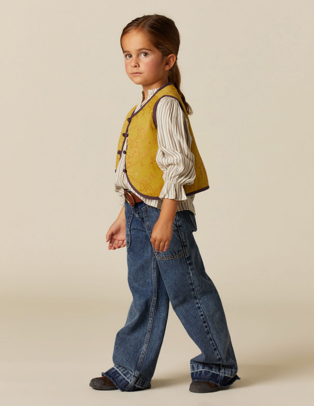 GILET MOTIF CACHEMIRE MOUTARDE