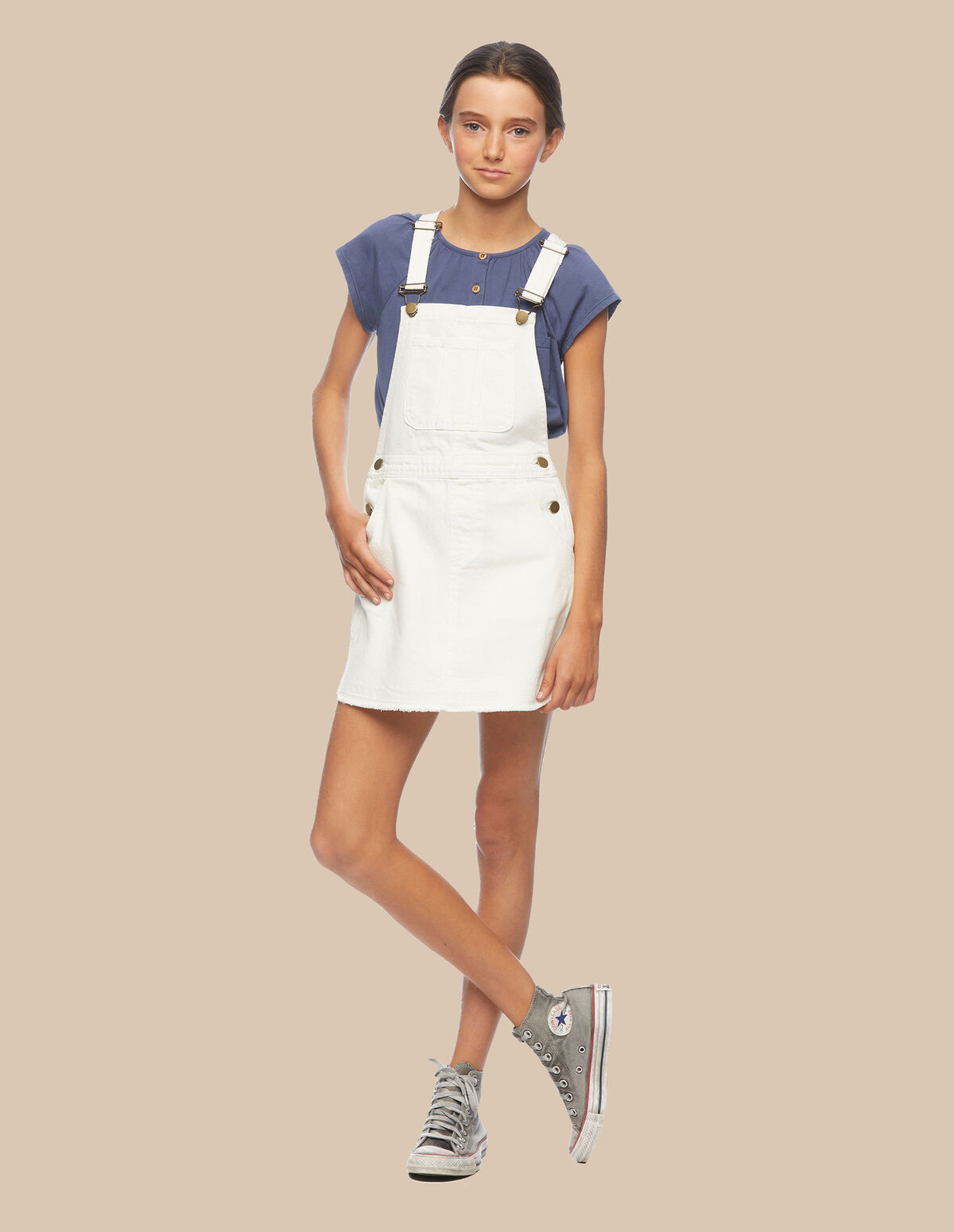 Robe chasuble jean bleu clair