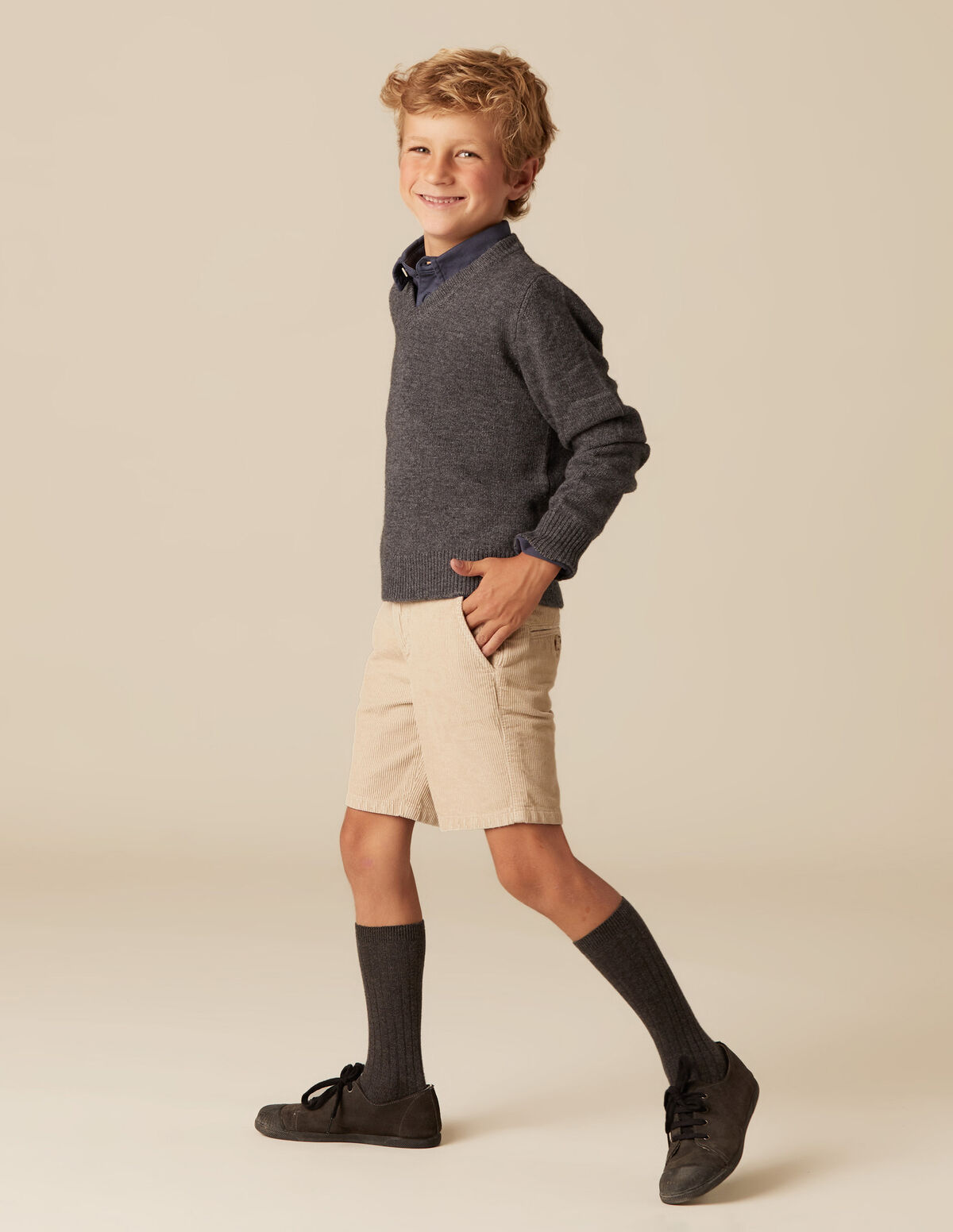 BOYS BLUE CORDUROY CHINO SHORTS