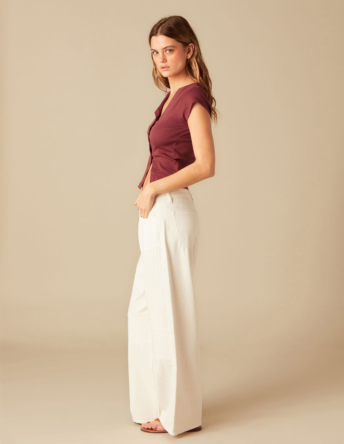 WHITE SEAMED TROUSERS