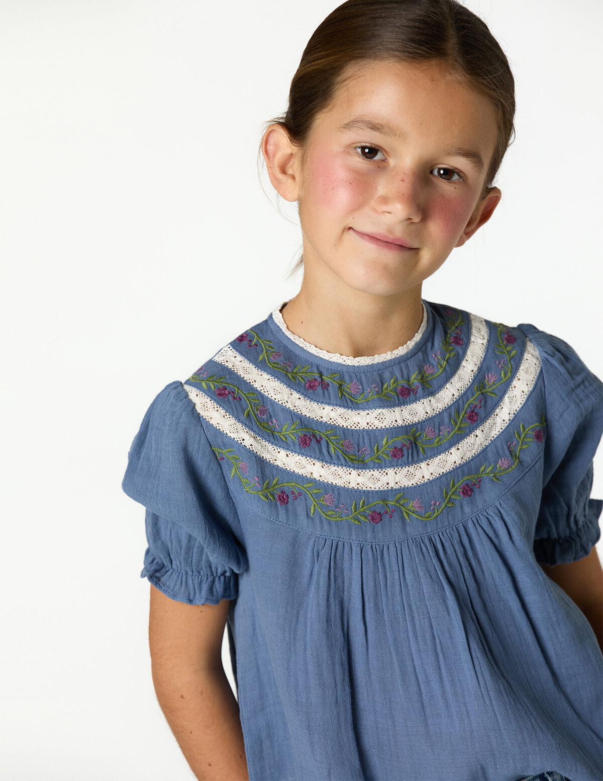 ANILINE BLUE EMBROIDERED SHIRT