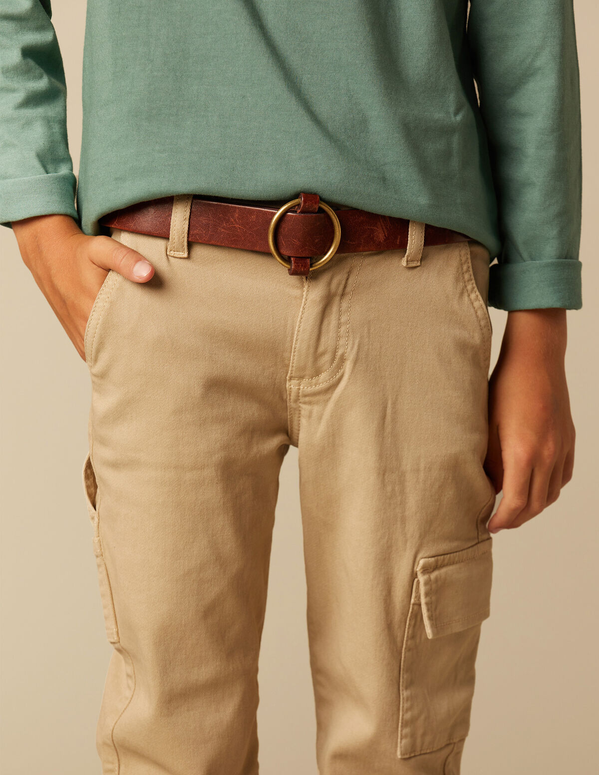 OLIVE CARGO TROUSERS