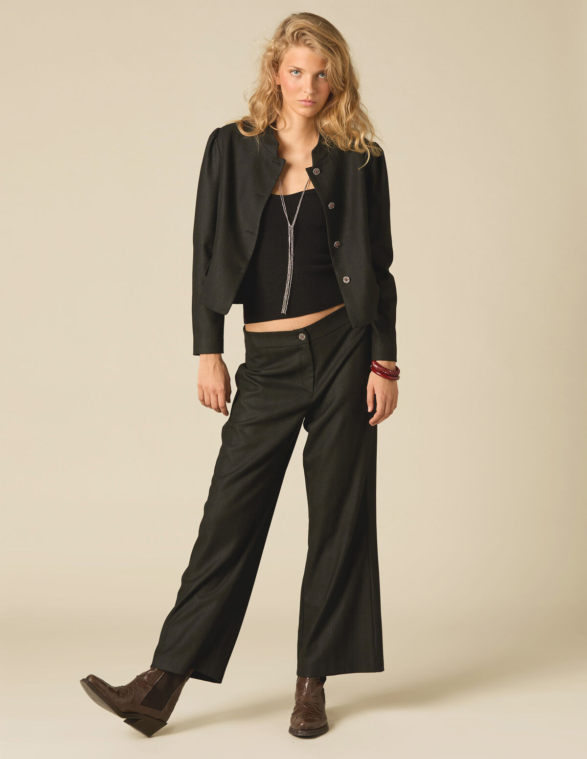 FLOWER BUTTON TROUSERS