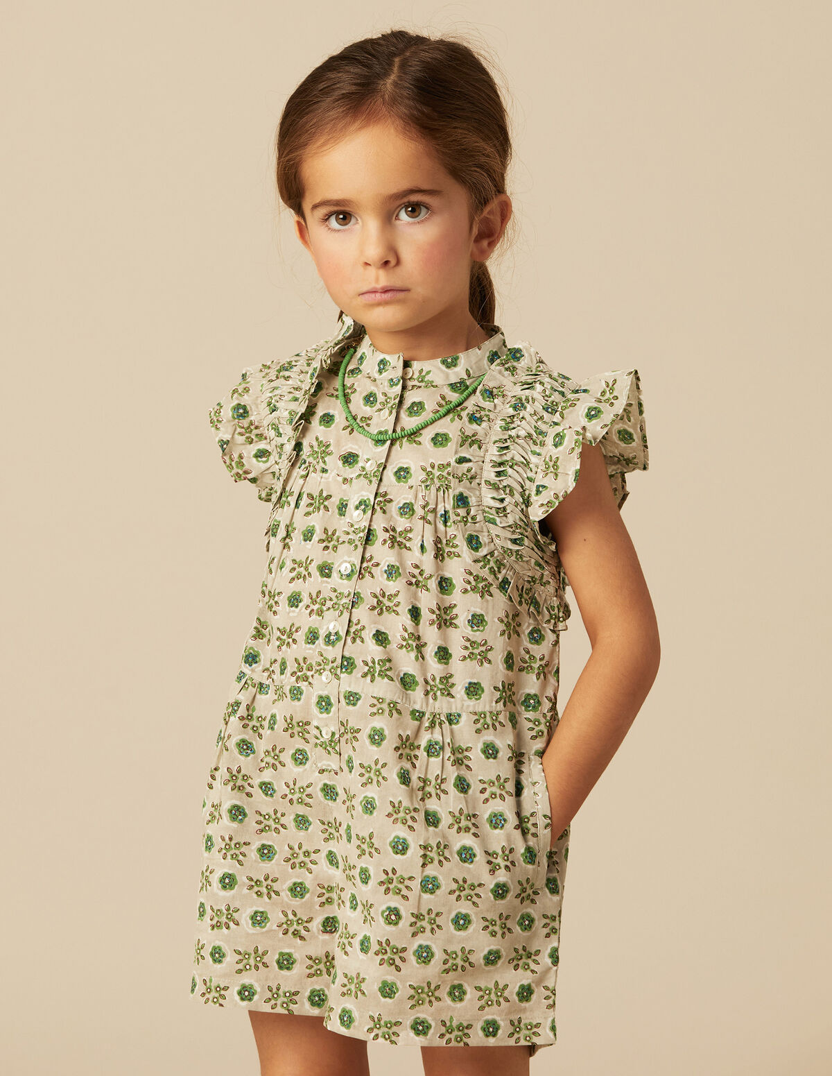 GREEN BRANCH PRINT PLAYSUIT