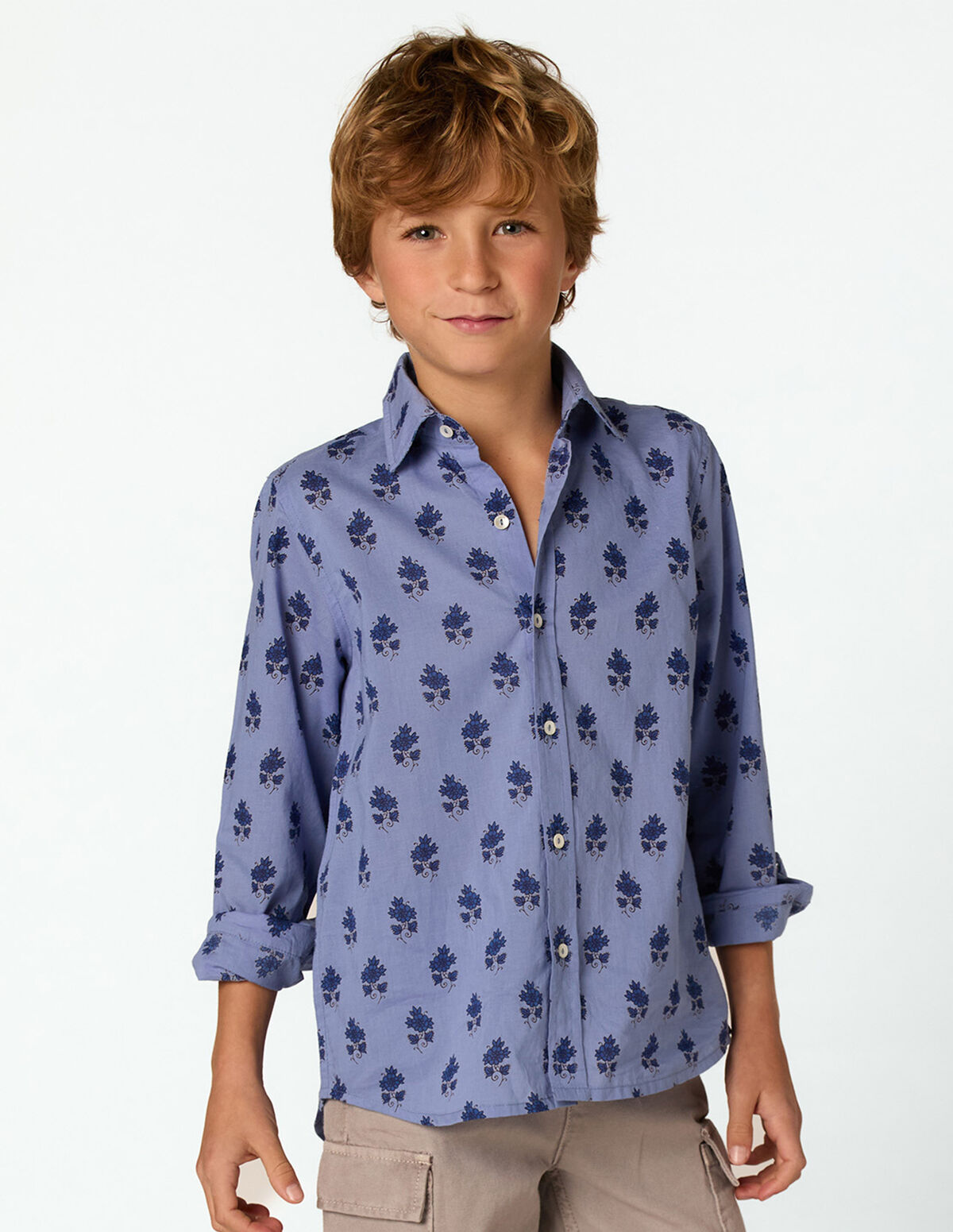 BLUE BUTI PRINT SHIRT