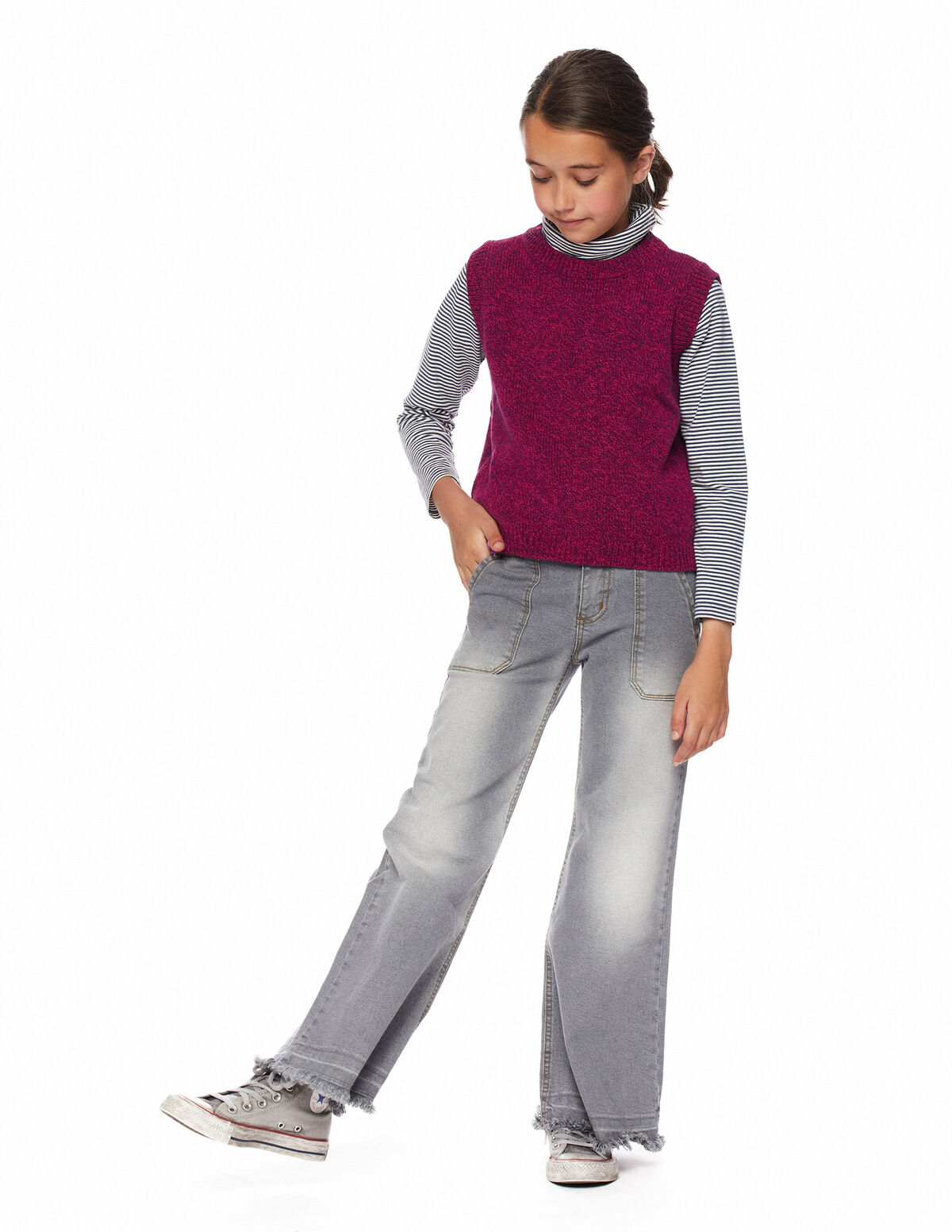Pantalón wide leg bolsillos azul oscuro