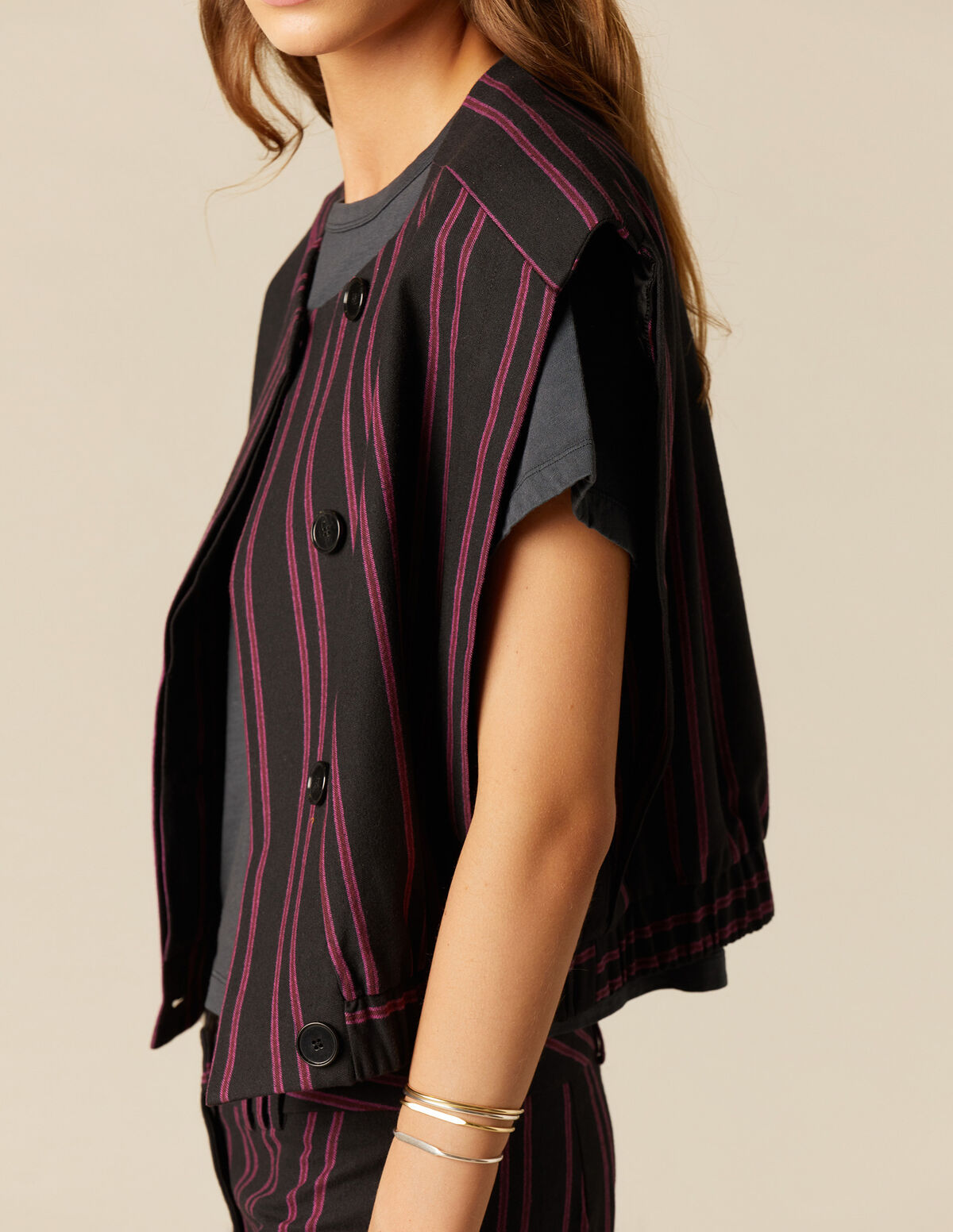 BLACK STRIPED WAISTCOAT