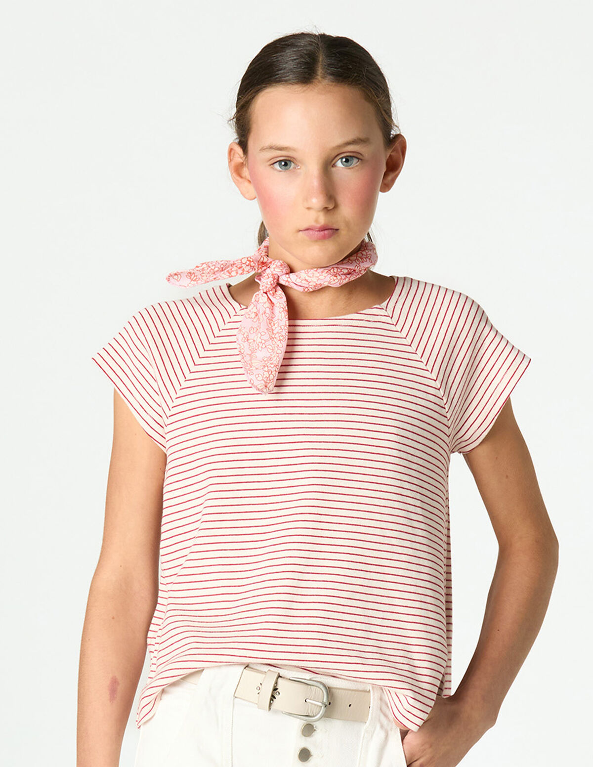 T-SHIRT RISCAS VERMELHAS 