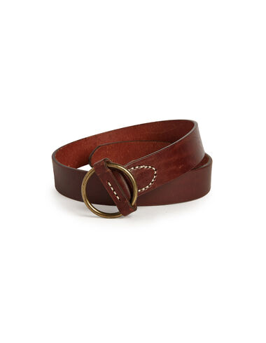 Brown leather round buckle belt - View all > - Nícoli