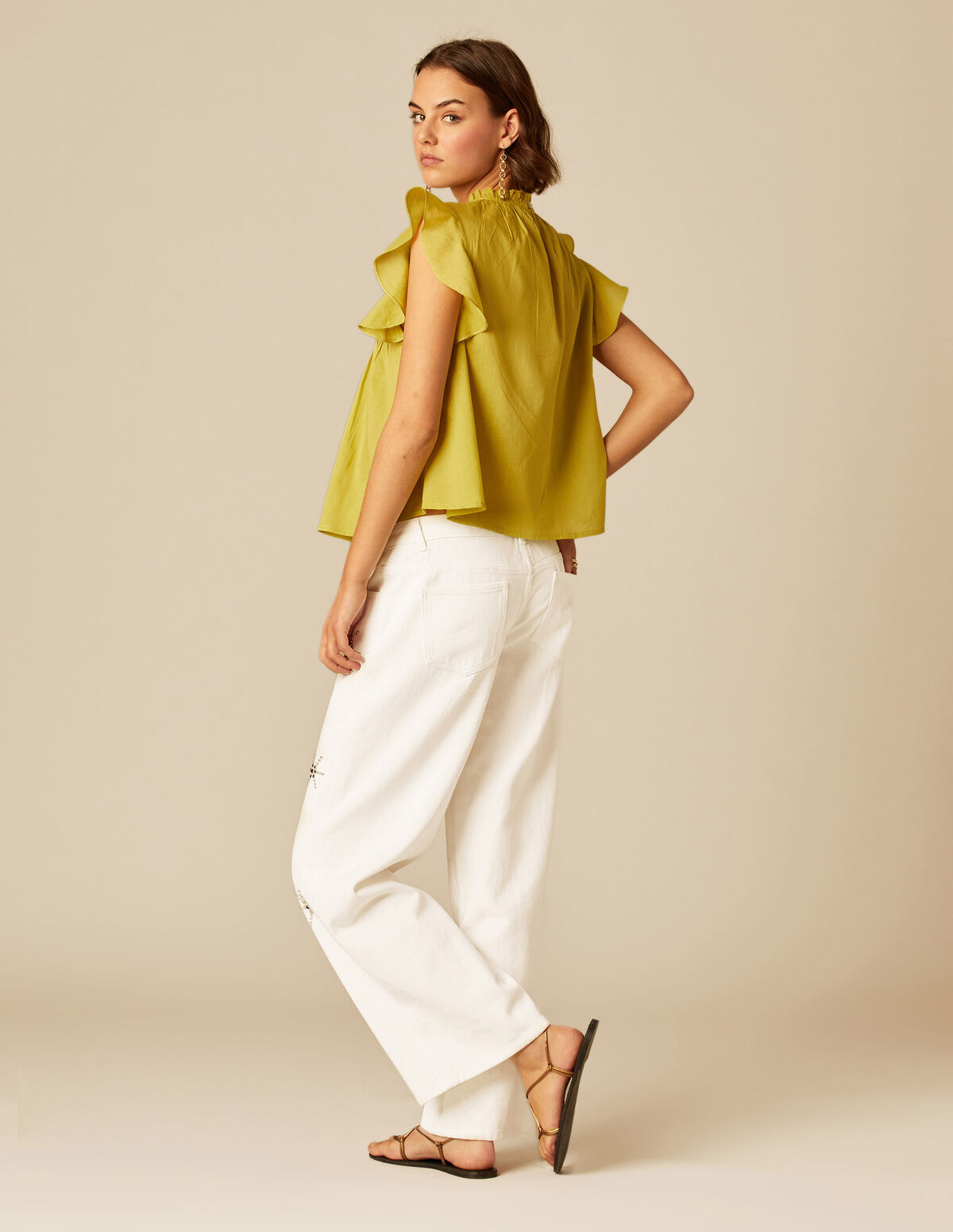 LIME LACE COLLAR SHIRT