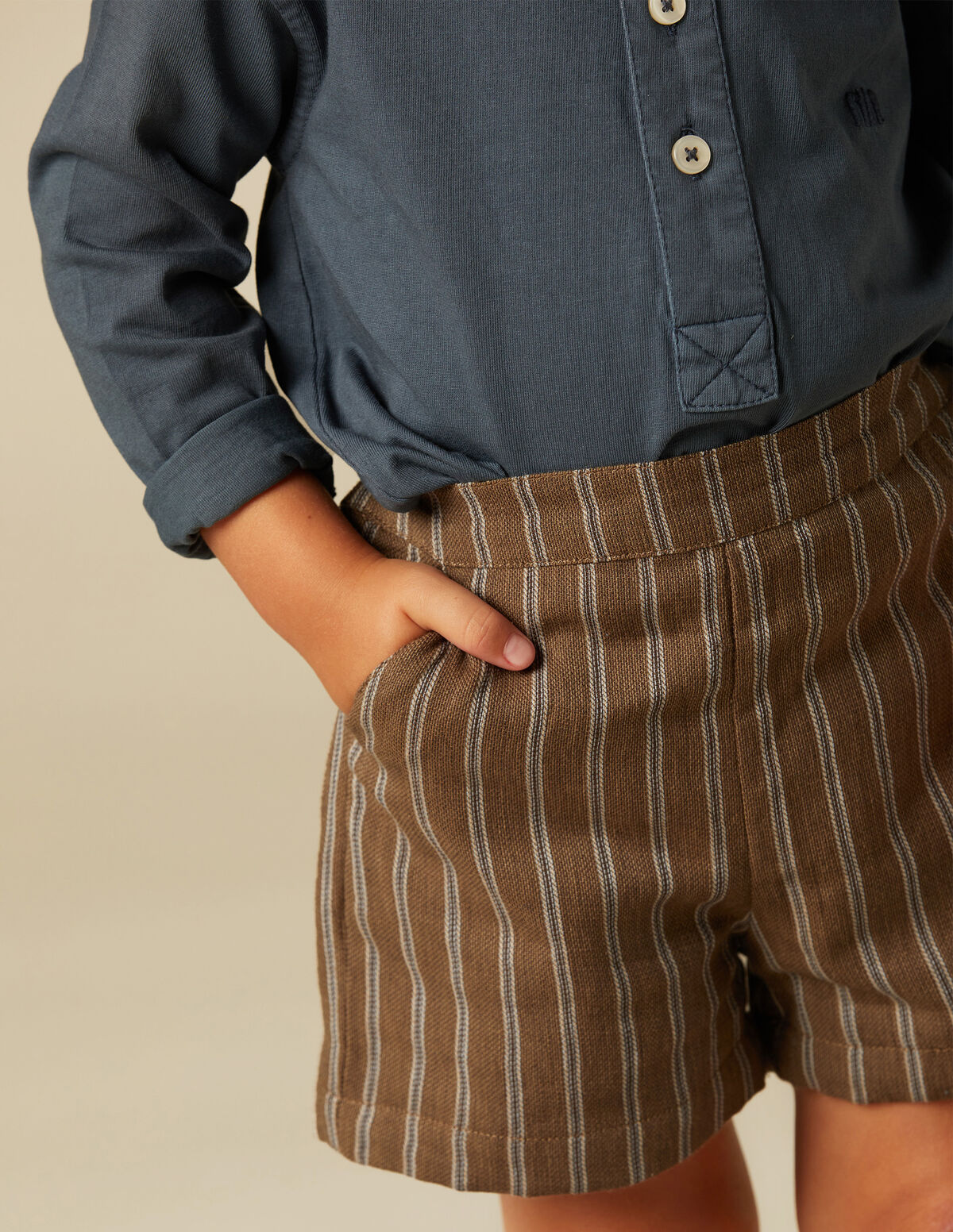 BROWN STRIPED SHORTS