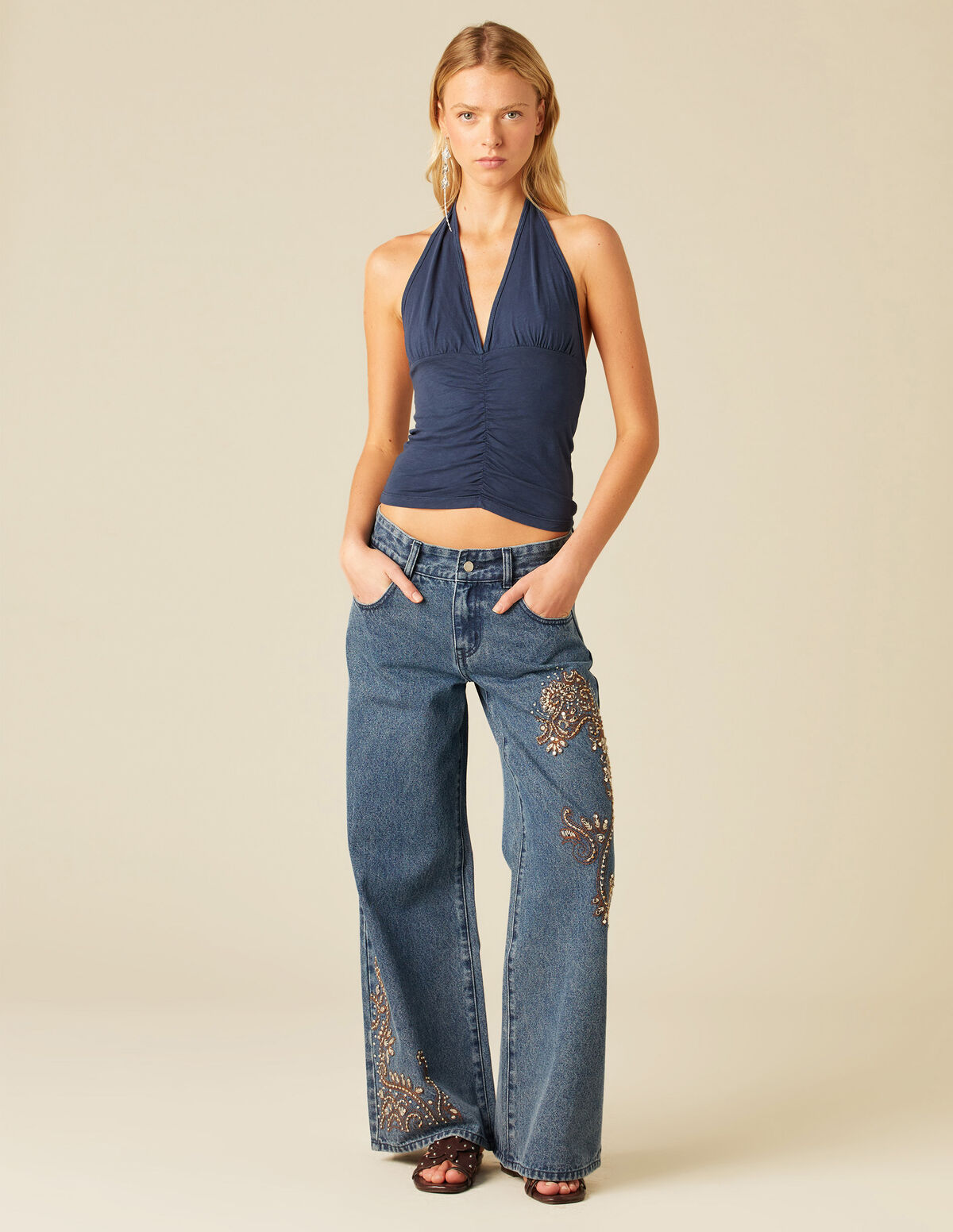 PANTALÓN BLANCO BORDADOS