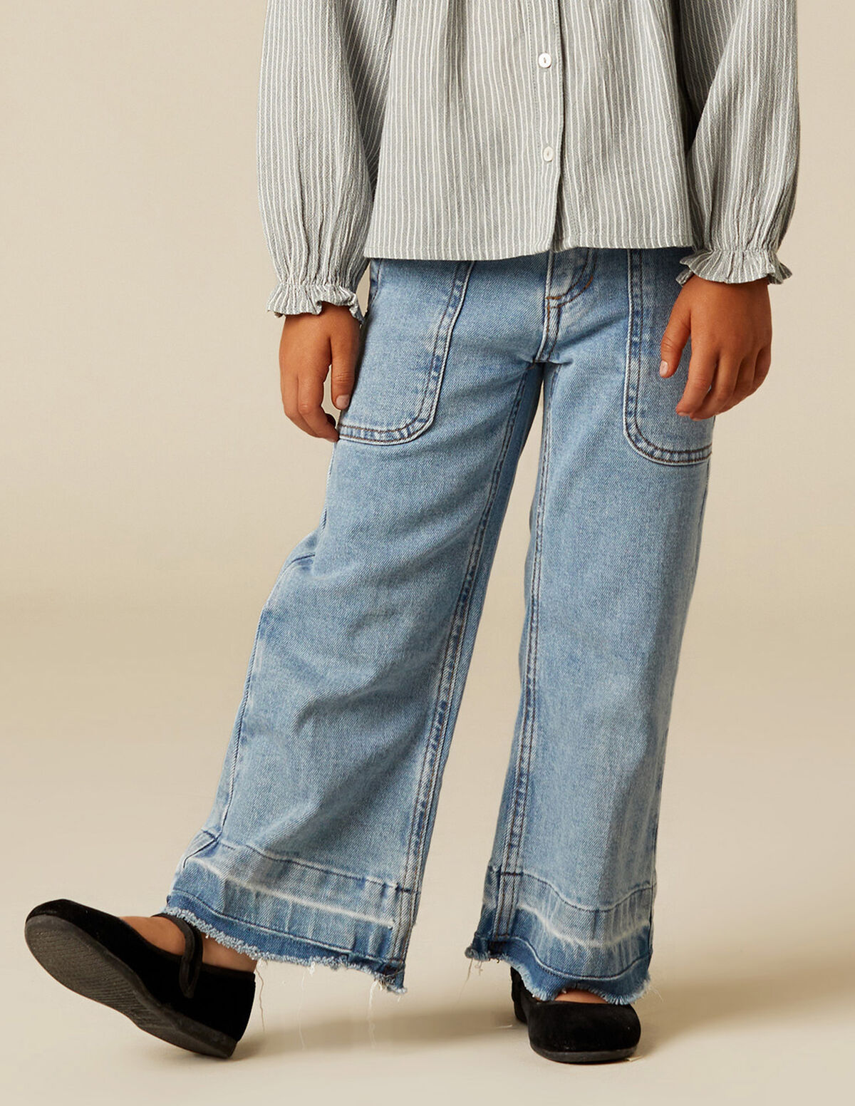 Blue wide leg jeans