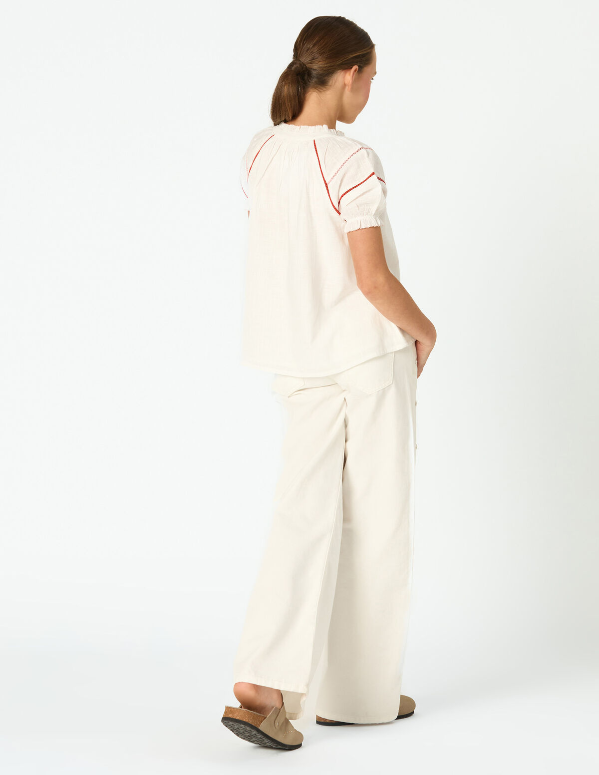 CAMISA MANGA PICOTING BRANCO