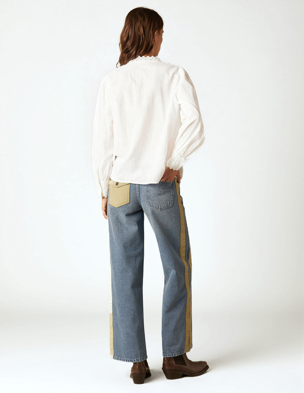 ANTHRACITE LACE PIN-TUCK SHIRT