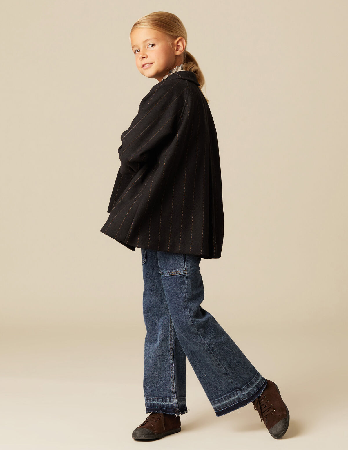 STRIPED DOUBLE-BREASTED COAT