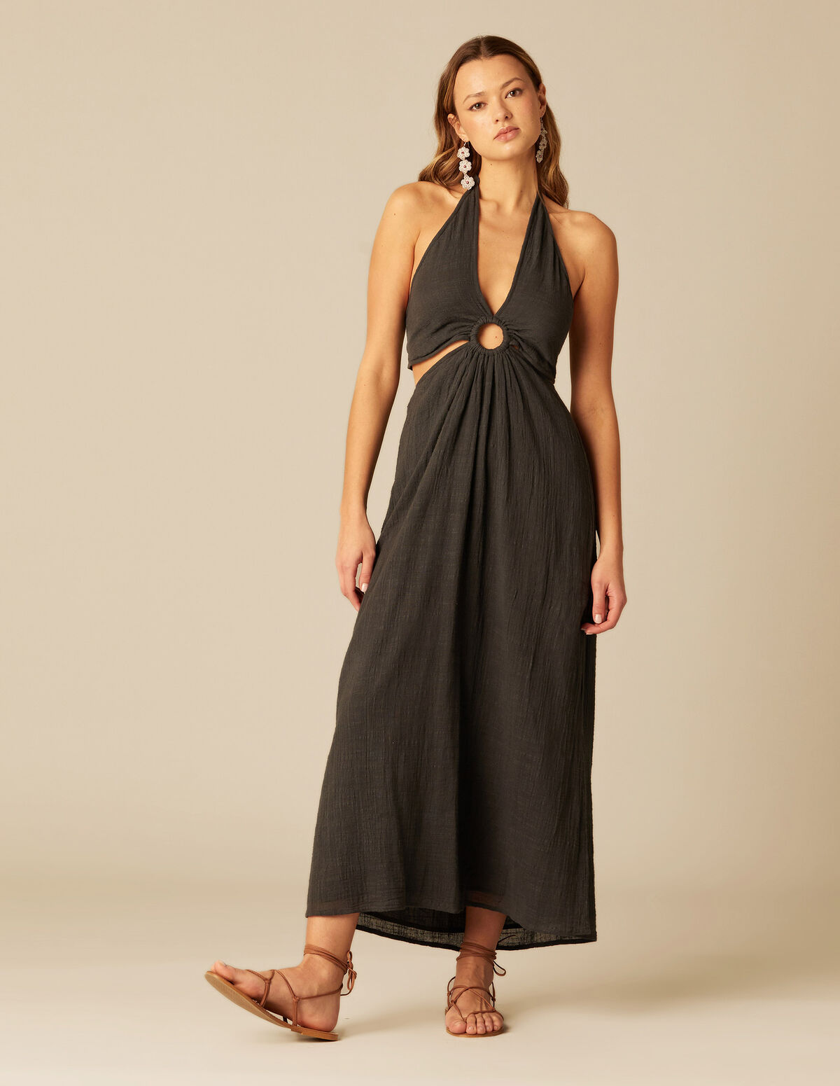 VESTIDO ABERTURAS ANTRACITA