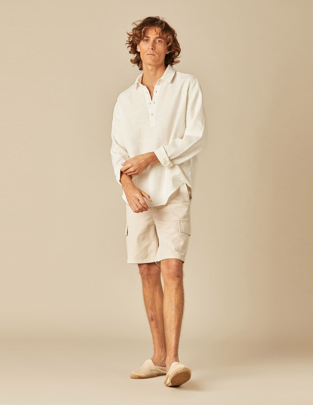 CAMISA POLERA LINO BLANCA