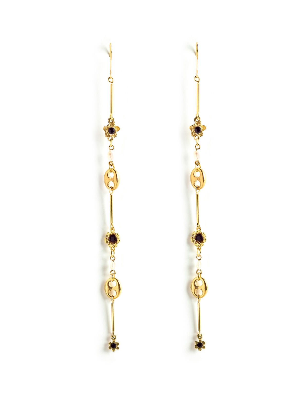 BOUCLES D'OREILLES CHAÎNE PERLE DORÉES