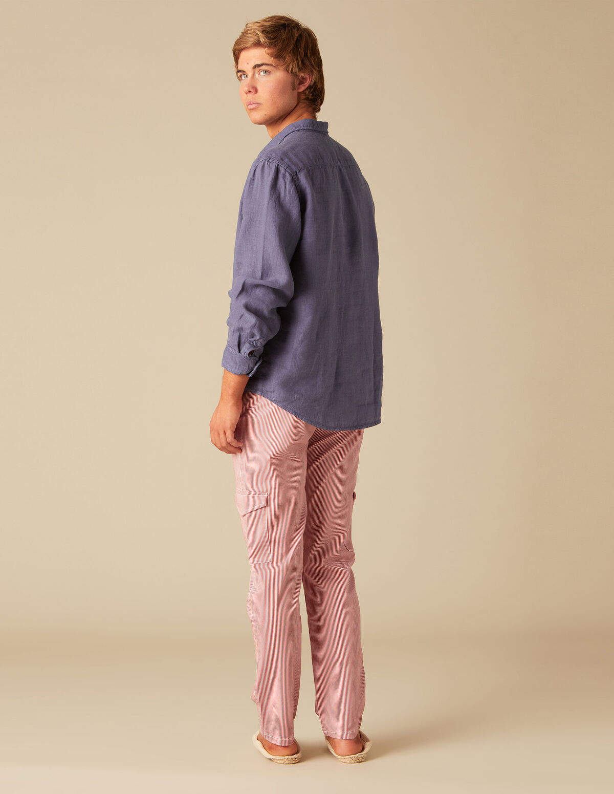 PANTALON CARGO RAYURE BLEU
