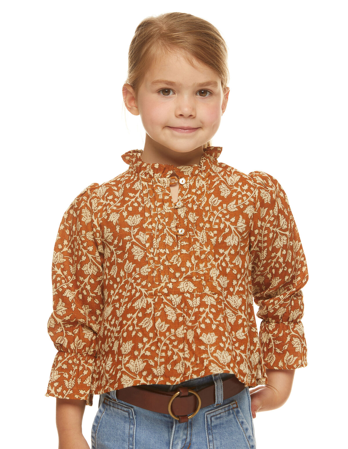 CAMISA FLOR INDIA MOSTAZA