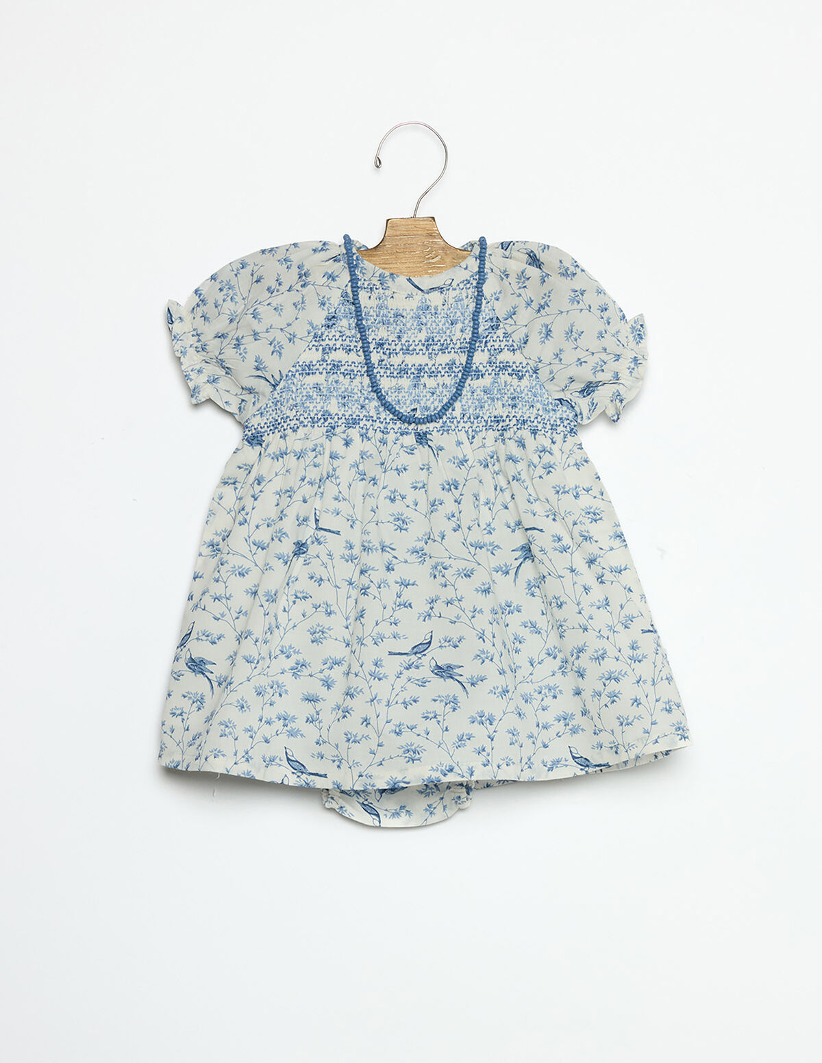 BLUE BAMBOO SMOCKED DRESS