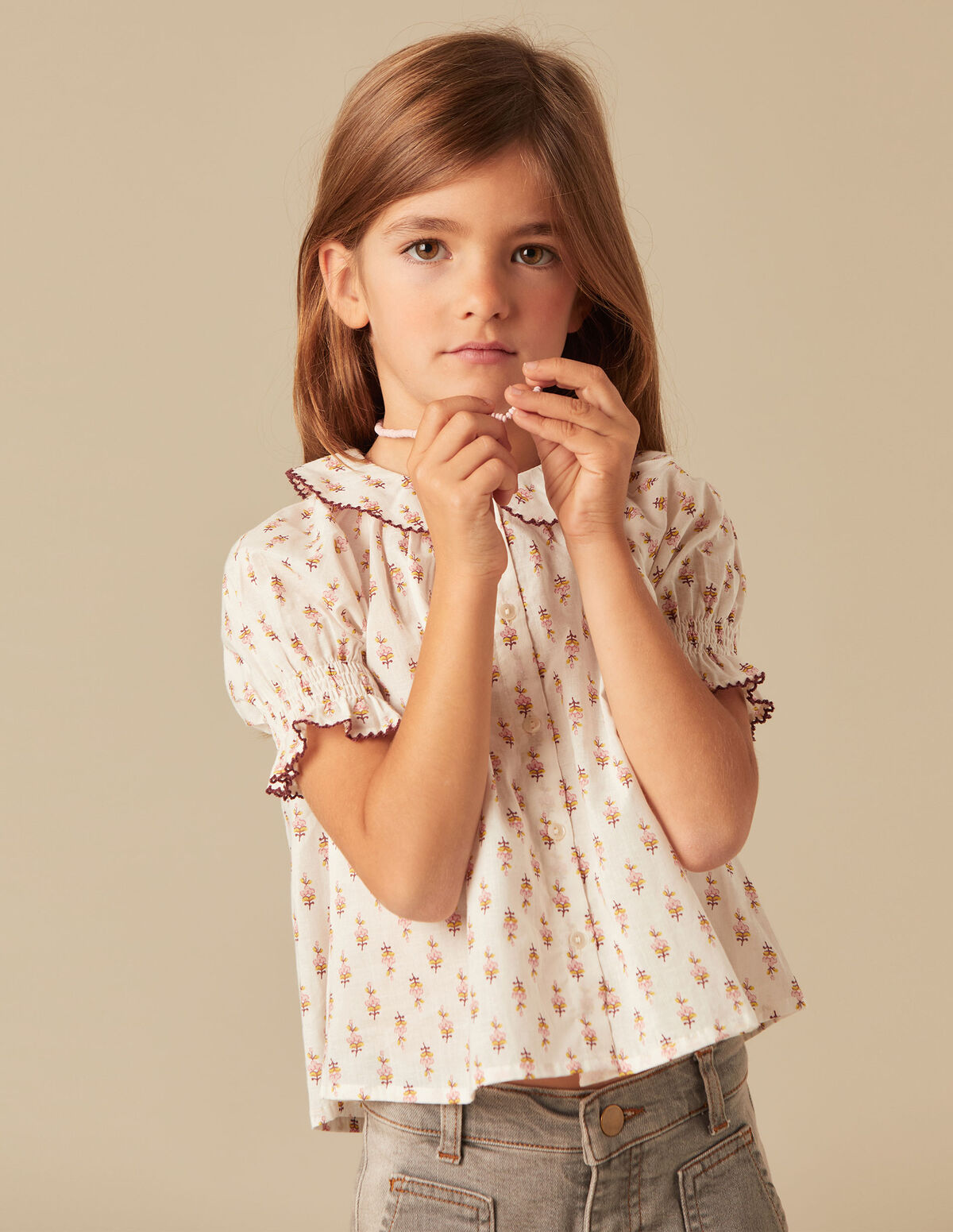 CAMISA 'BABY FLOWER' MARRÓN