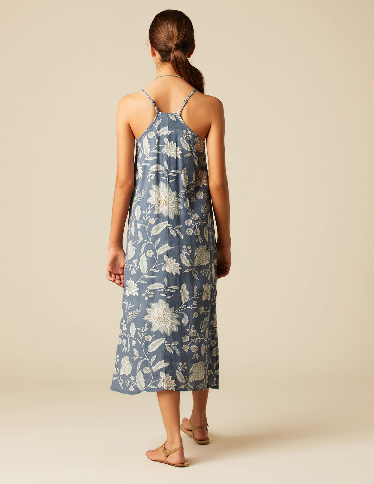 BLUE FLOWER PRINT DRESS