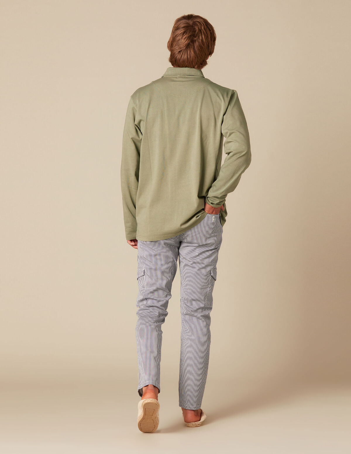 PANTALON CARGO RAYURE BLEU