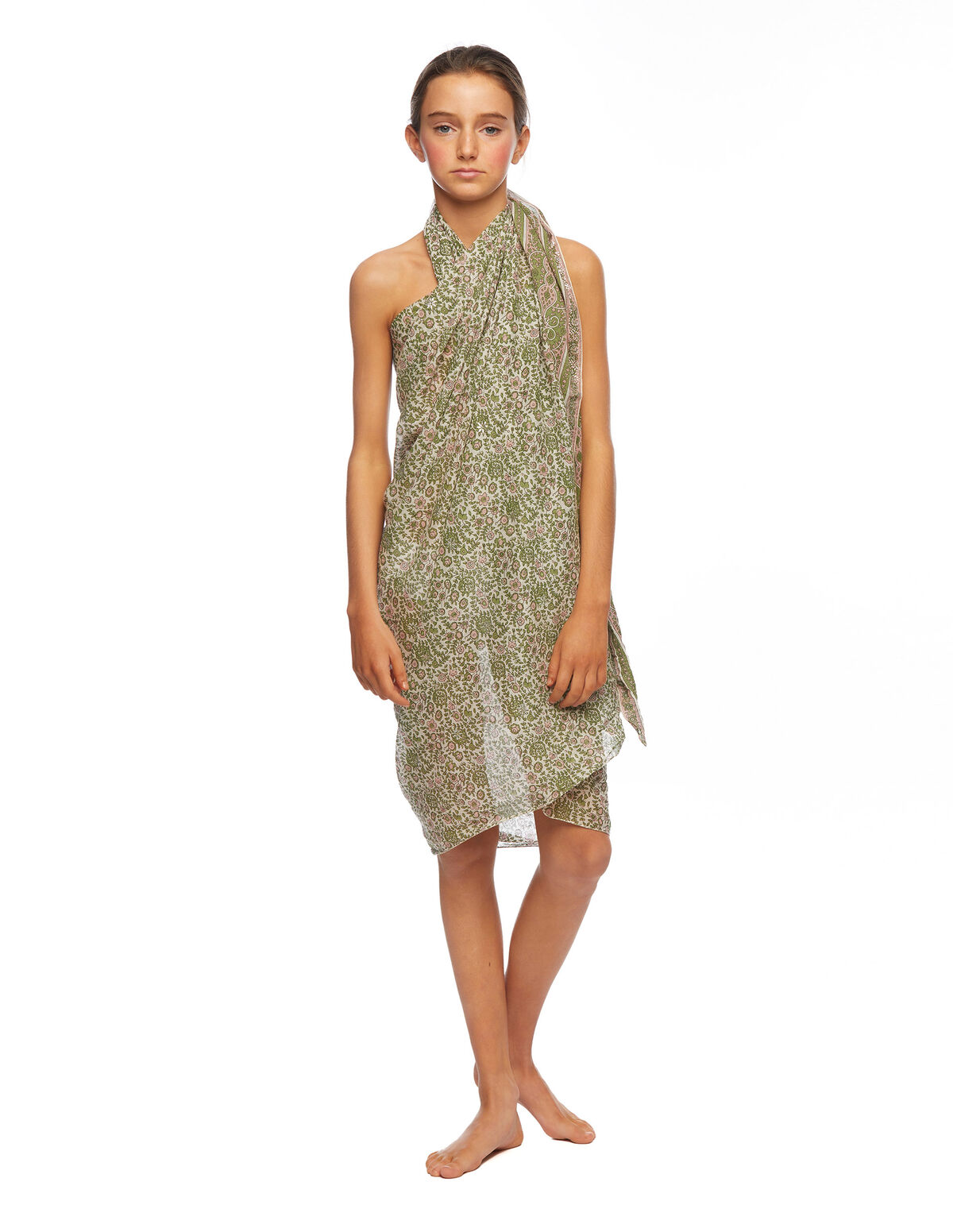 Green and silver floral sarong - View all - Nícoli