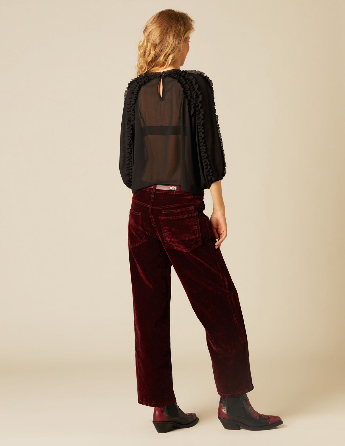 MAROON VELVET TROUSERS