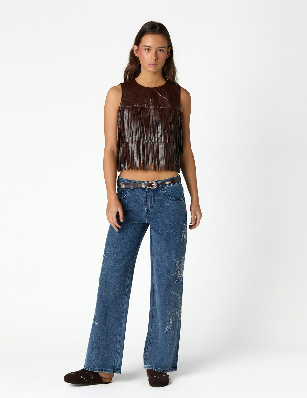 JEANS BORDADOS SEQUINS AZUL