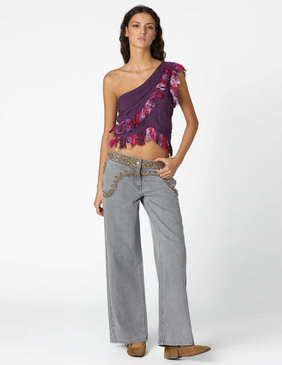 CAL&Ccedil;AS CINTADO BORDADO BLUE