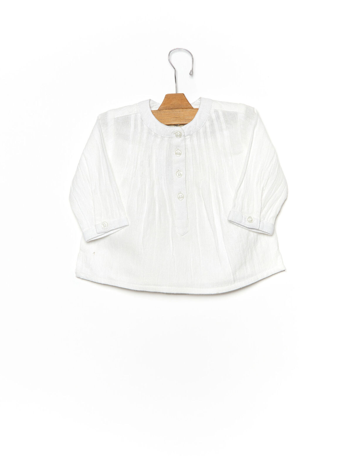 White pin-tuck grandad collar shirt - Temporadas Anteriores - Nícoli