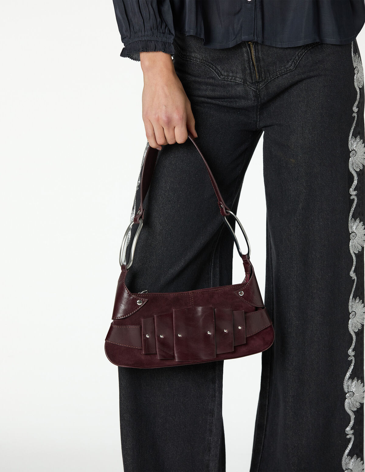 ANTHRACITE JEANS WITH SILVER EMBROIDERY