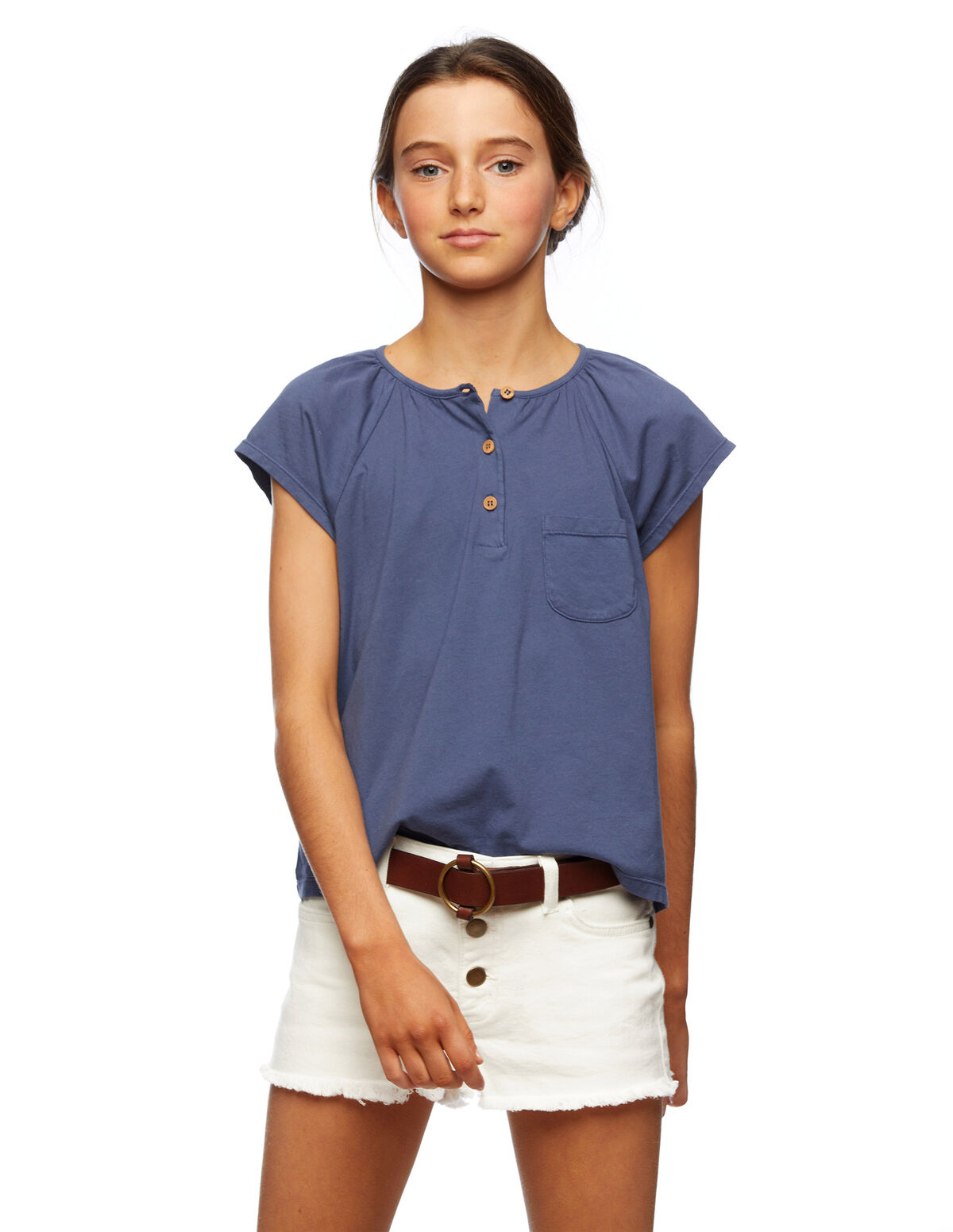 Blue buttoned short sleeve T-shirt  - View all - Nícoli